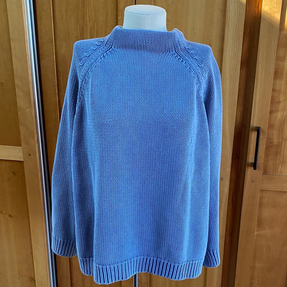 Elegant Sky Blue Tunic Neck Sweater